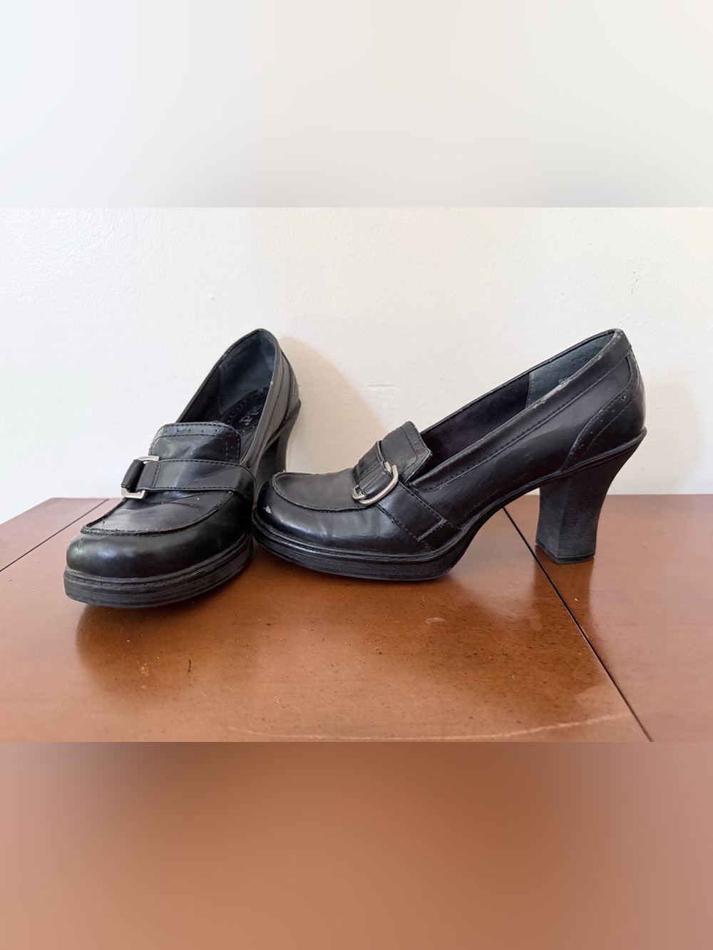 Y2K Vintage Mudd Heeled Loafers Shoes Platform Chunky Buckle Black 8 Bratz Grung